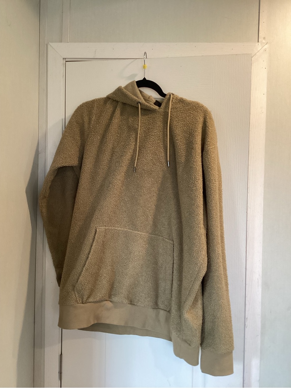 No Boundaries Men's Sherpa Hoodie - Beige Hooded Pullover L EUC